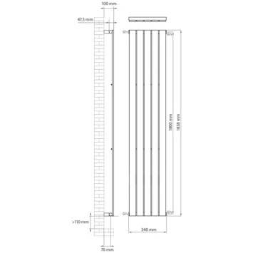 Haceka Designradiator Negev Wit 715 Watt 184x34 Cm - Afbeelding 4