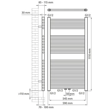 Haceka Designradiator Gobi Donker Grijs 565 Watt 111x59 Cm - Afbeelding 2
