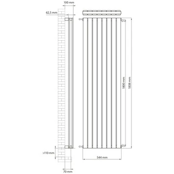 Haceka Designradiator Thalia Goud Structuur 1585 Watt 184x54 Cm - Afbeelding 2