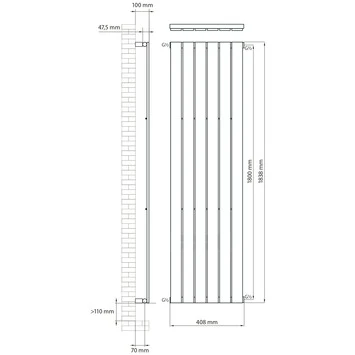 Haceka Designradiator Negev Grijs Structuur 858 Watt 184x41 Cm - Afbeelding 2