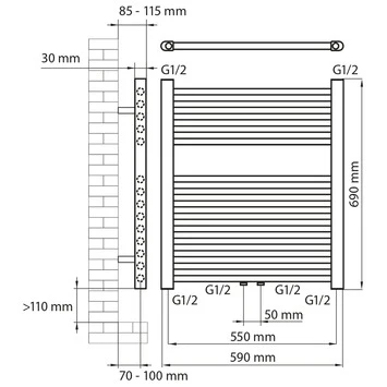 Haceka Designradiator Gobi Petrol Structuur 368 Watt 69x59 Cm - Afbeelding 2