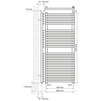 Haceka Designradiator Monte Mat Wit 718 Watt 119x60 Cm - Afbeelding 2
